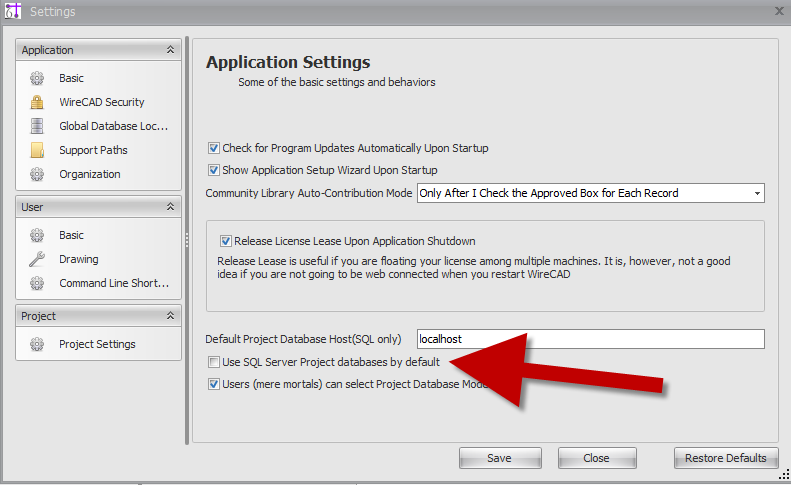 Use SQL Server Project Databases By Default