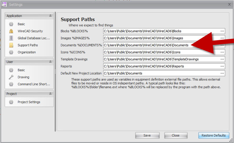 Default Documents Path