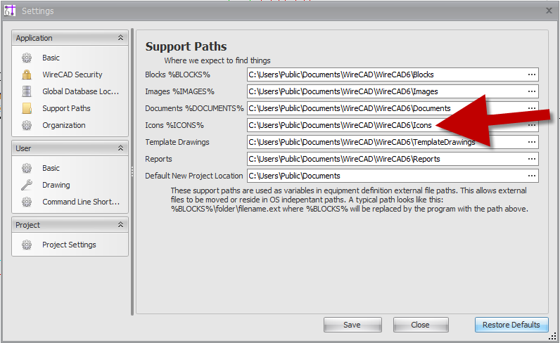 Default Icons Path