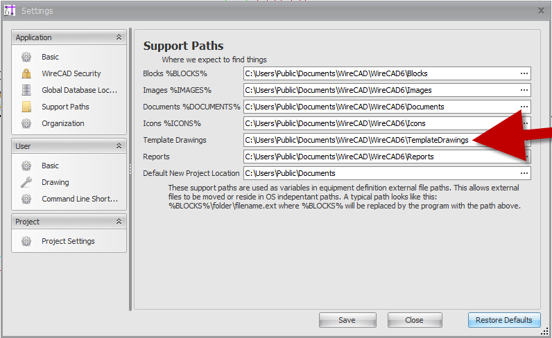 Default Template Drawings Path